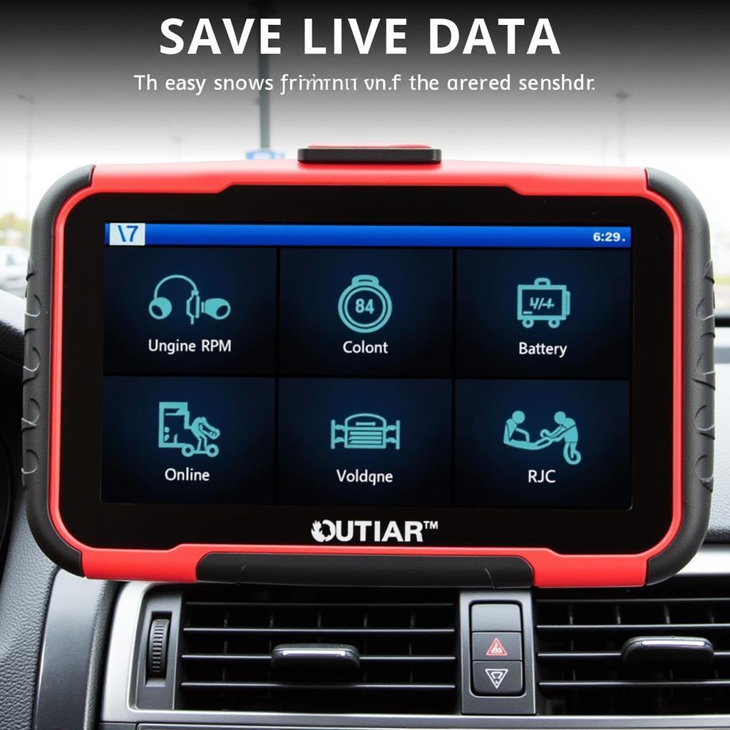 Display of a car diagnostic tool with various readings