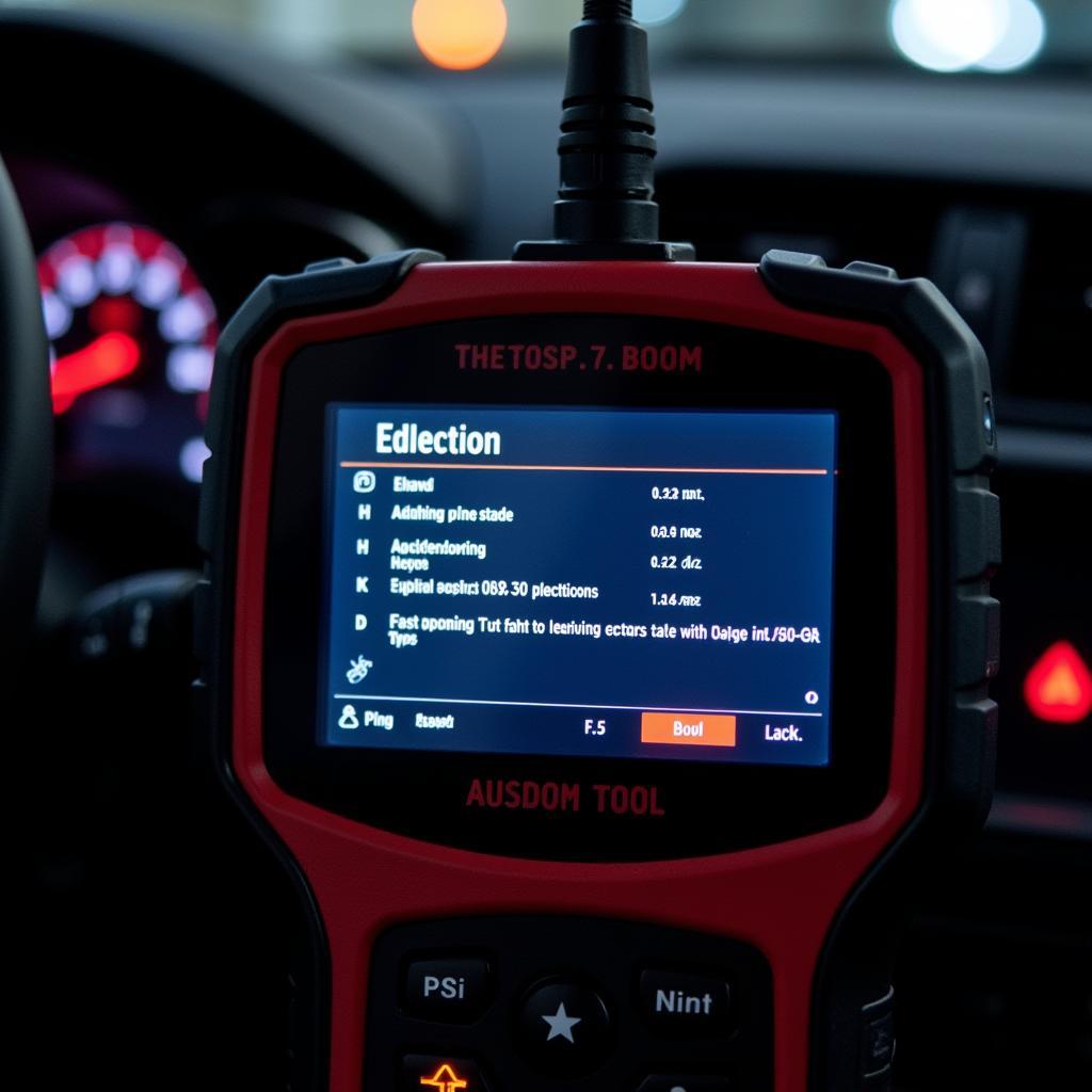 Car diagnostic tool showing fault codes