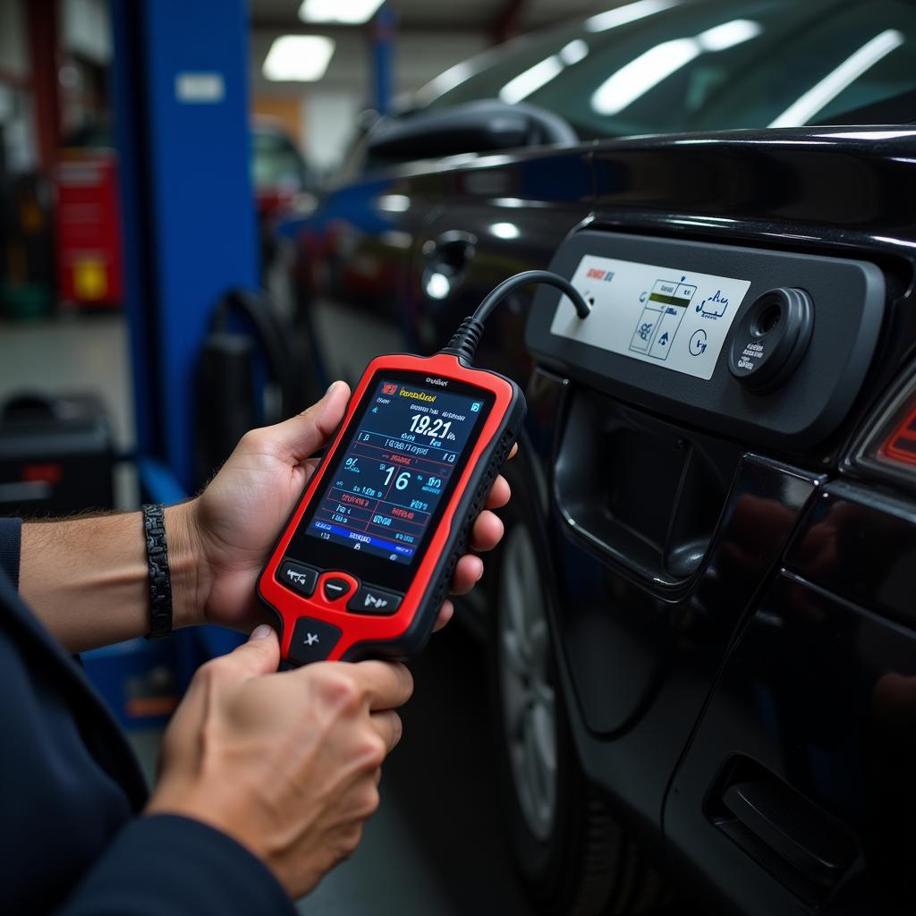 Mechanic Using Car Diagnostic Tool