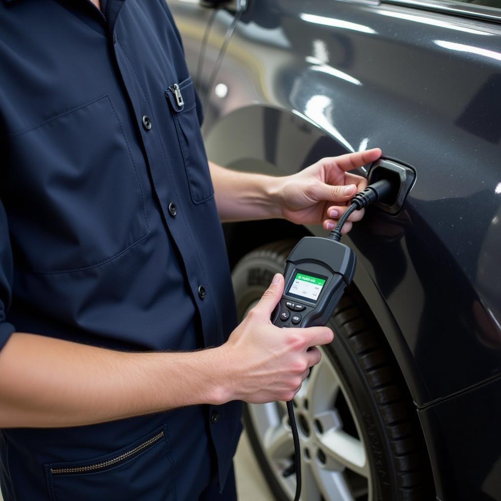 Mechanic Using a Car Diagnostic Tool