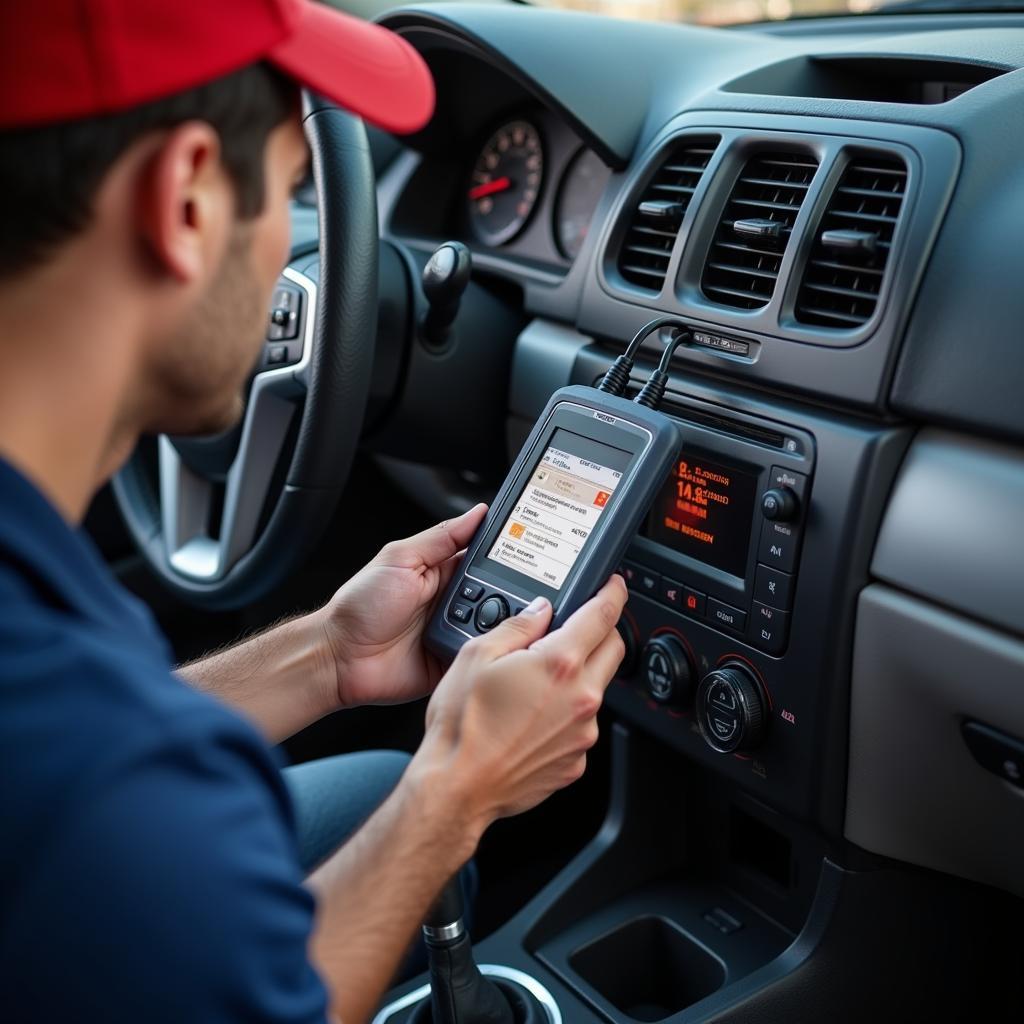 Mechanic Using a Car Diagnostic Tool