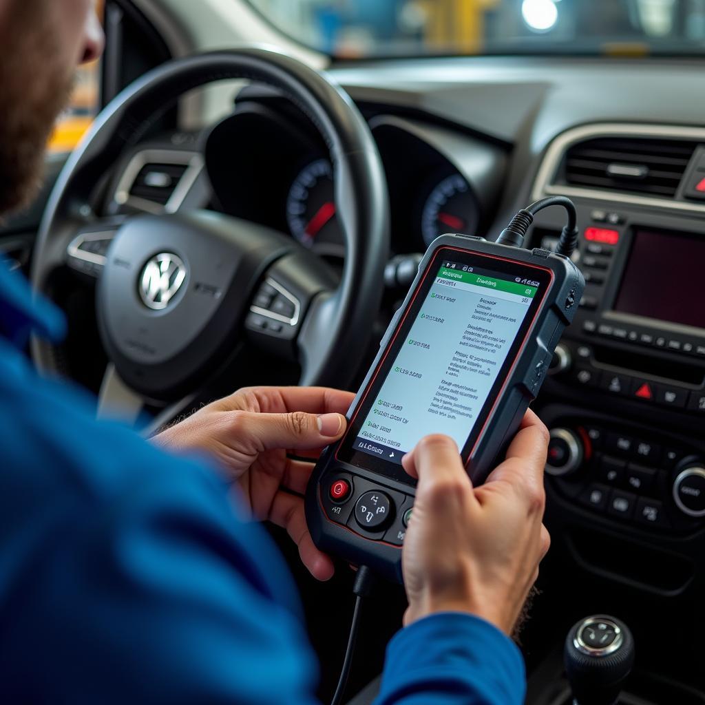 Mechanic Using a Car Diagnostic Tool in the UK (2019)