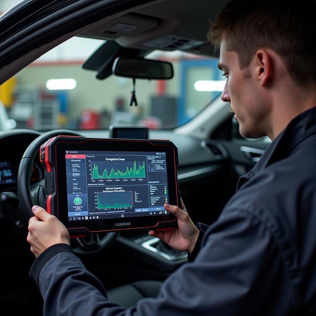 Car Diagnostic Tool in Use - Cardiff