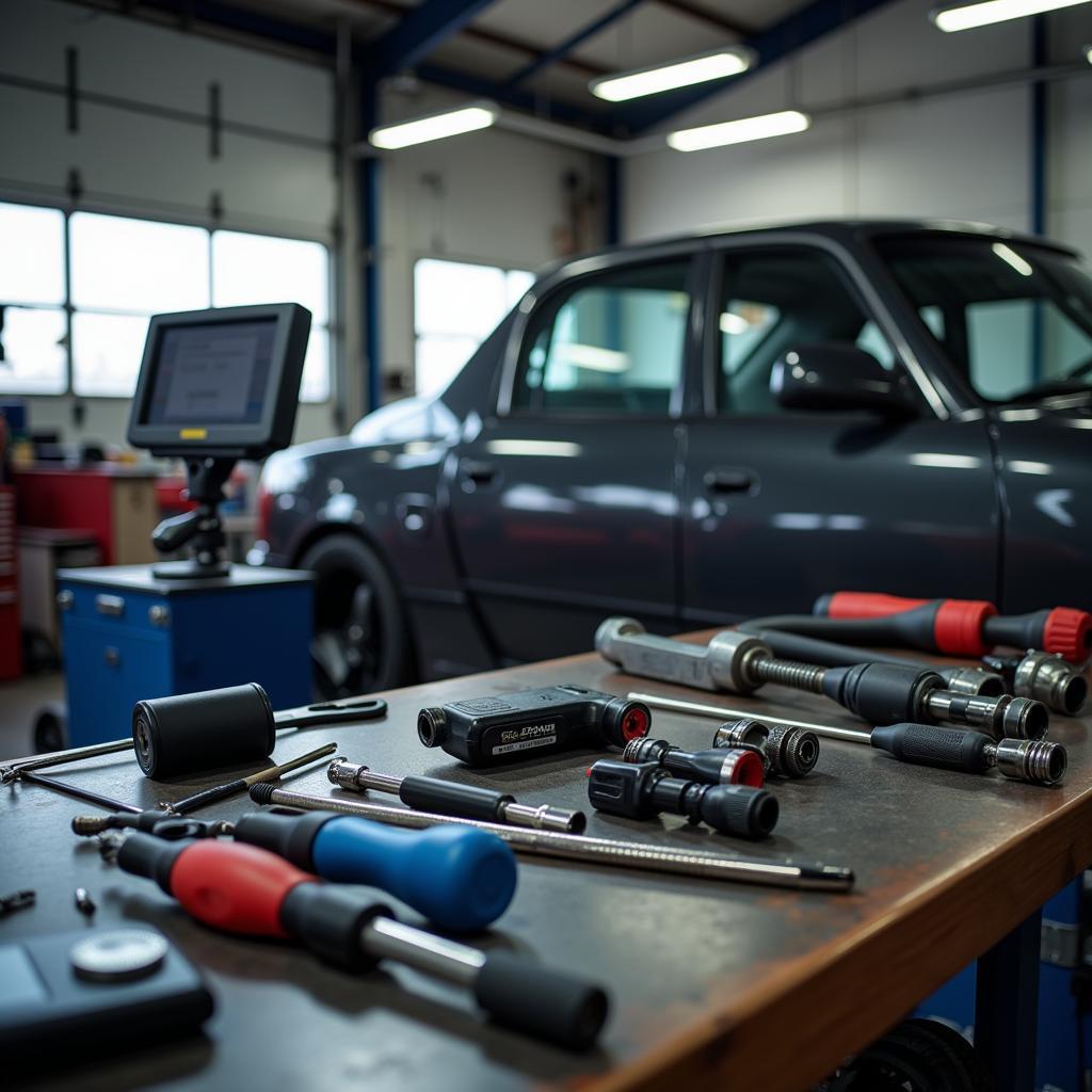 Car Diagnostic Tools in a Mechanic Shop