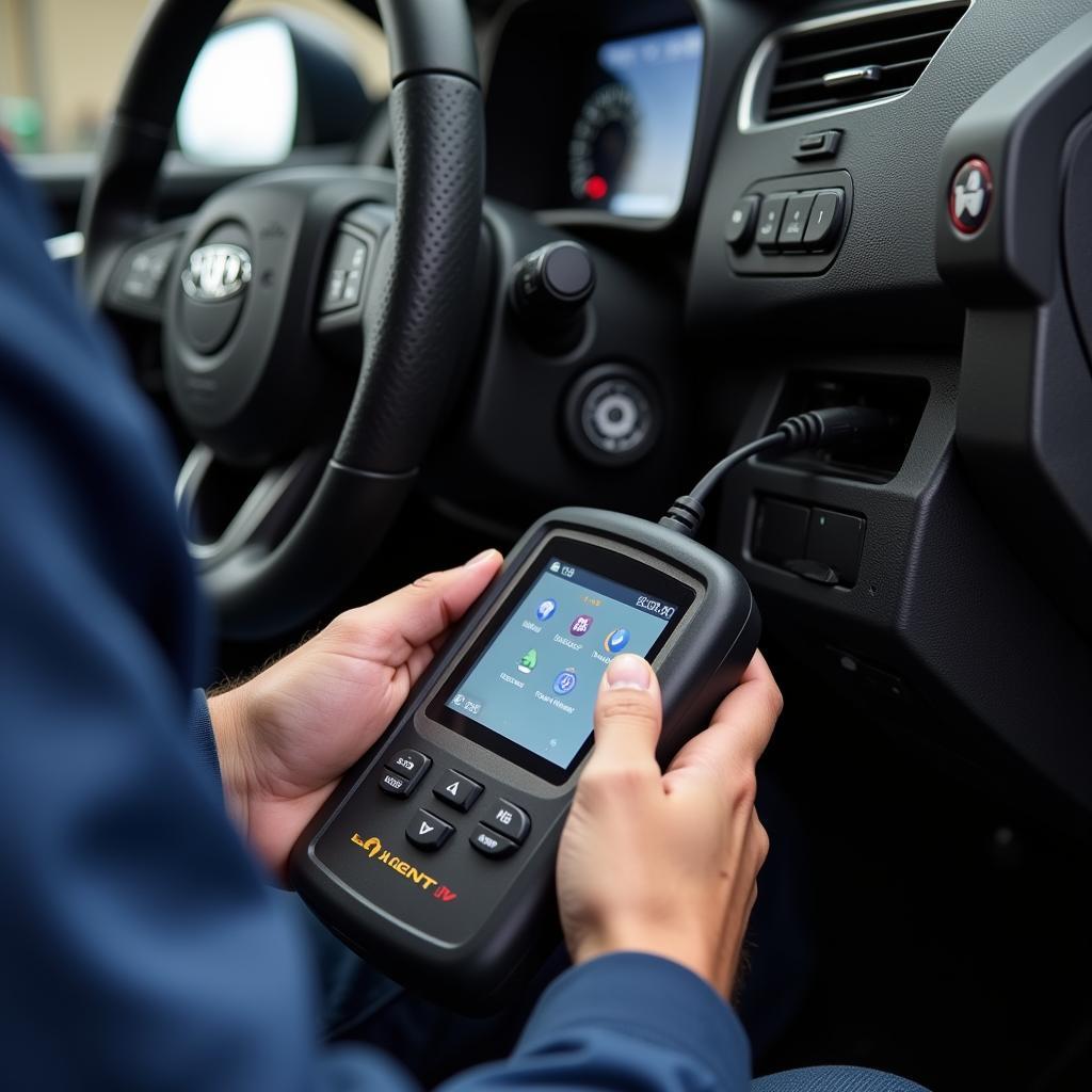 Mechanic Using Car Diagnostic Tools