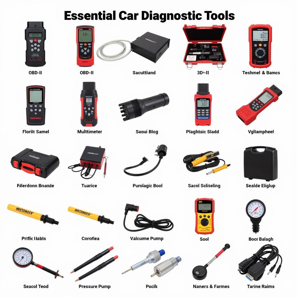 A table displaying various car diagnostic tools