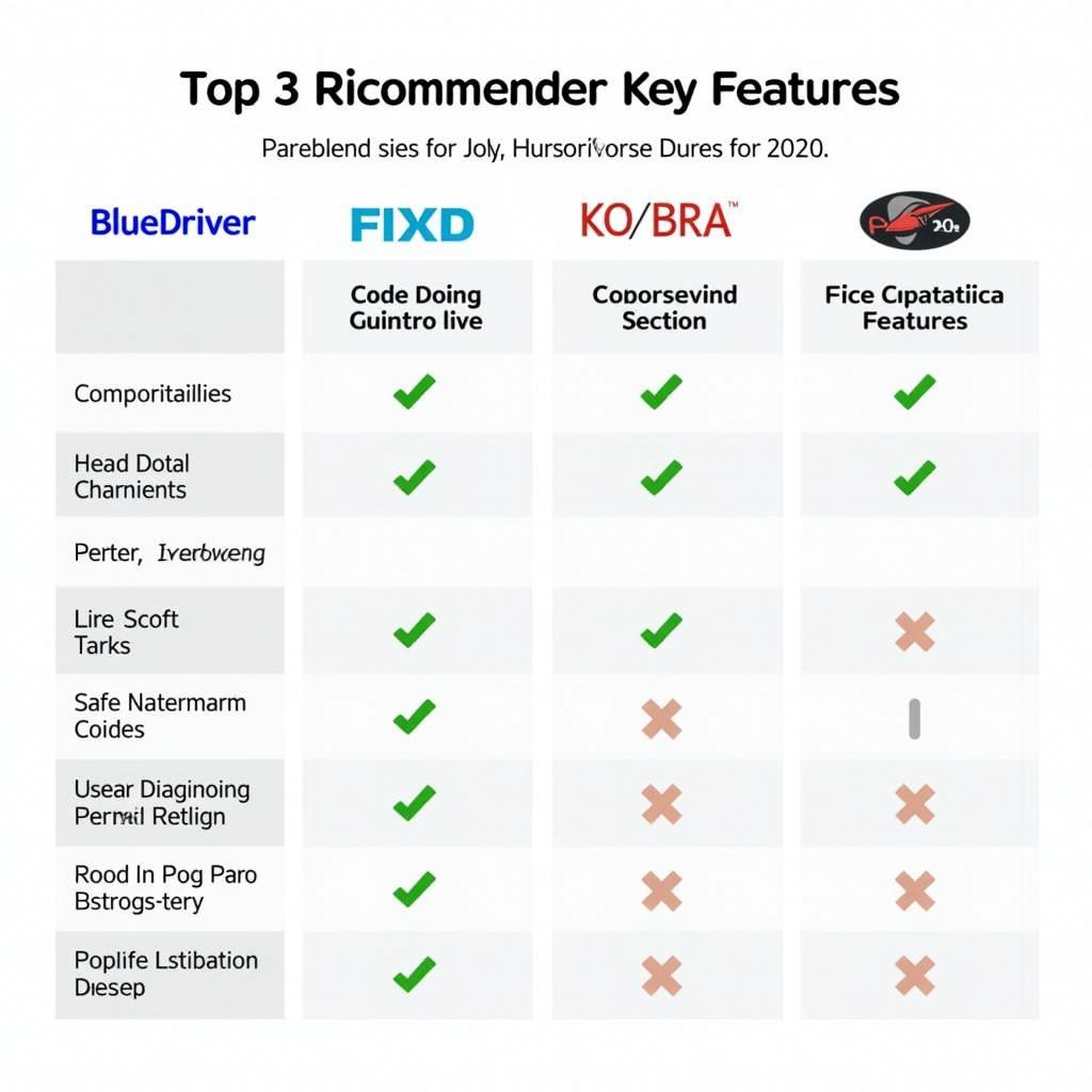 Comparison Table of Top Car Diagnostic Tools for iPhone