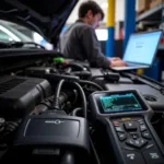 Car Diagnostic Tools Connected to a Car