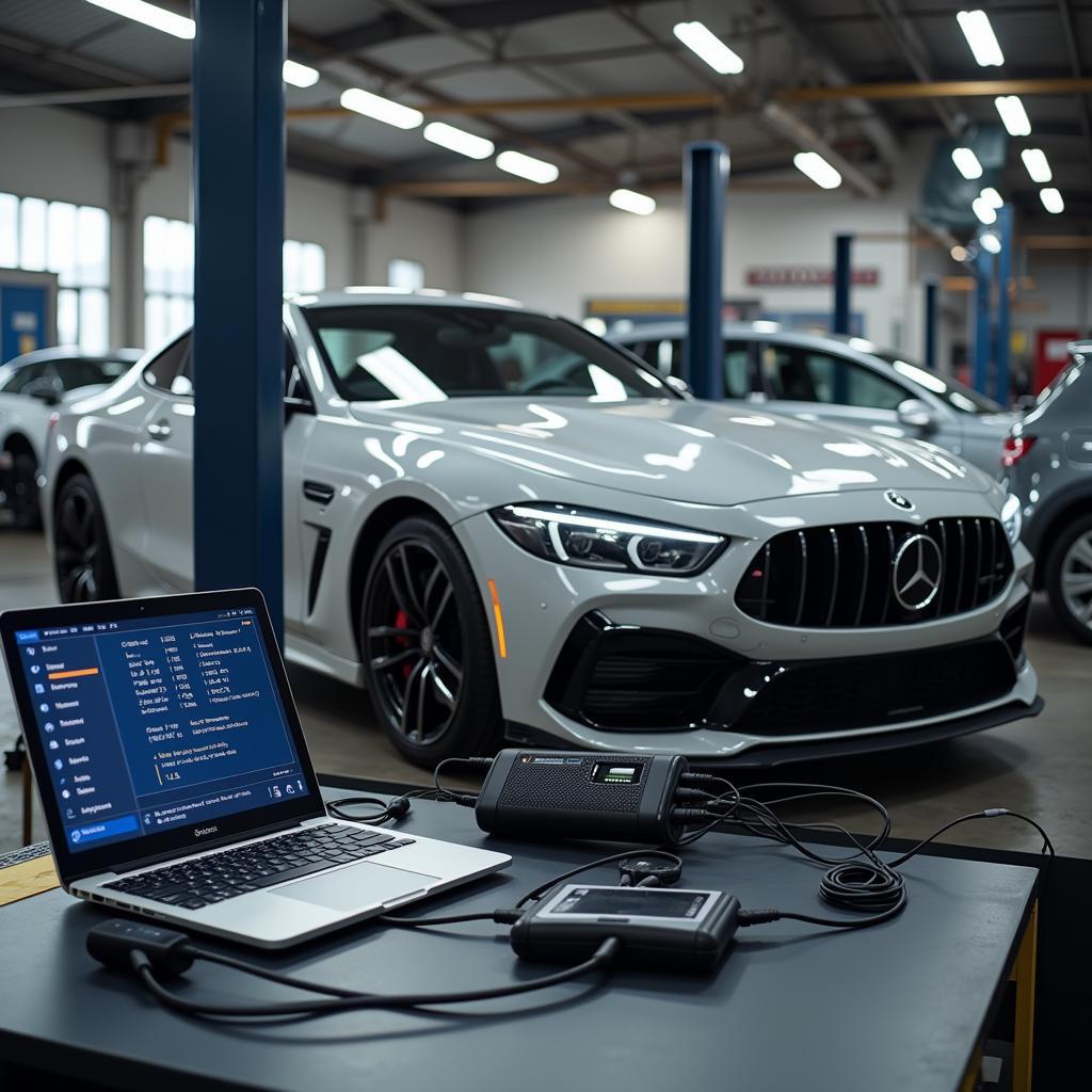 Car Diagnostic Tools Connected to a Vehicle