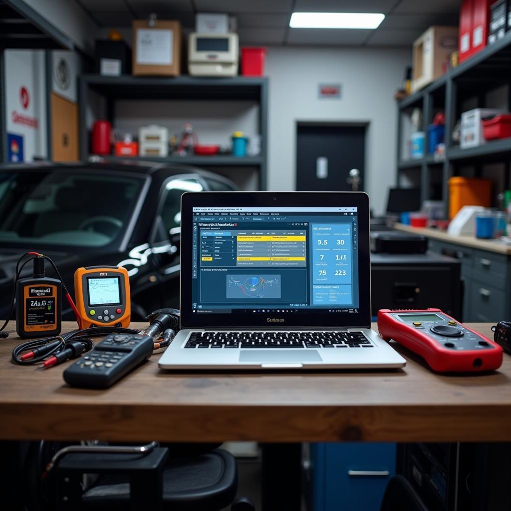 Car diagnostic tools in a Hinckley garage