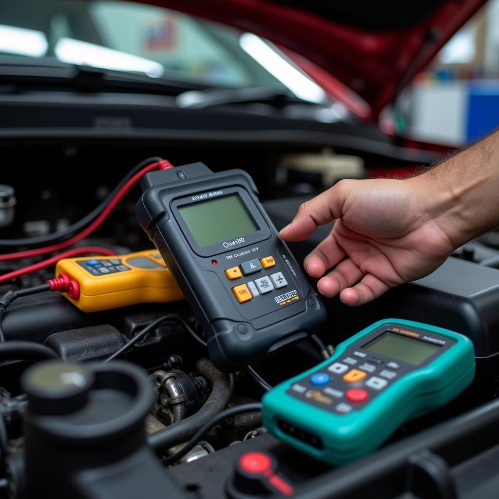 Car diagnostic tools being used in a Langwarrin garage