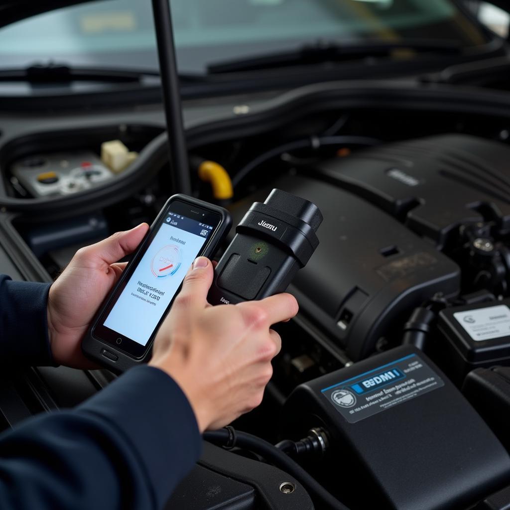 Car Diagnostic Tools Being Used by Mechanic