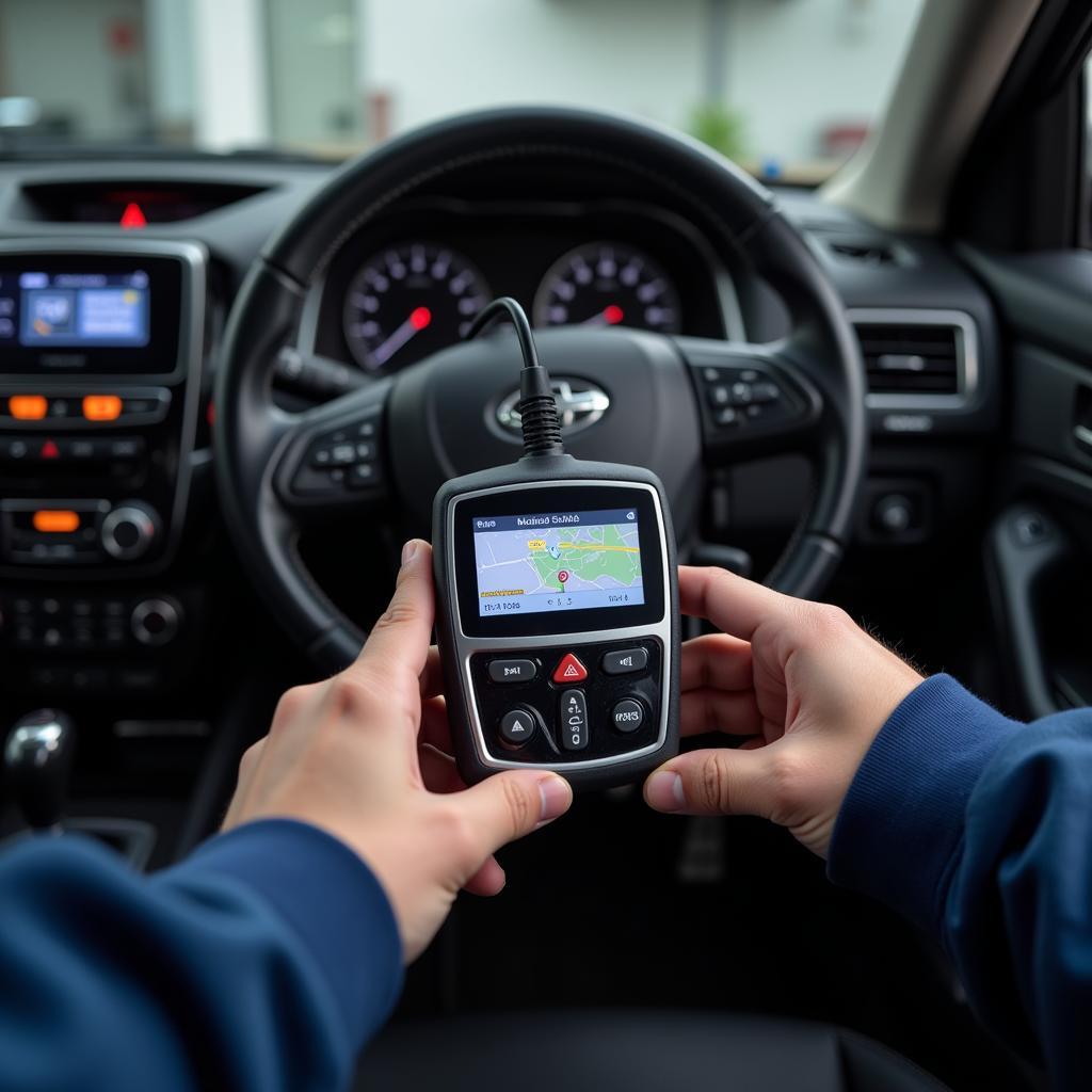 Mechanic Using Car Diagnostic Tools