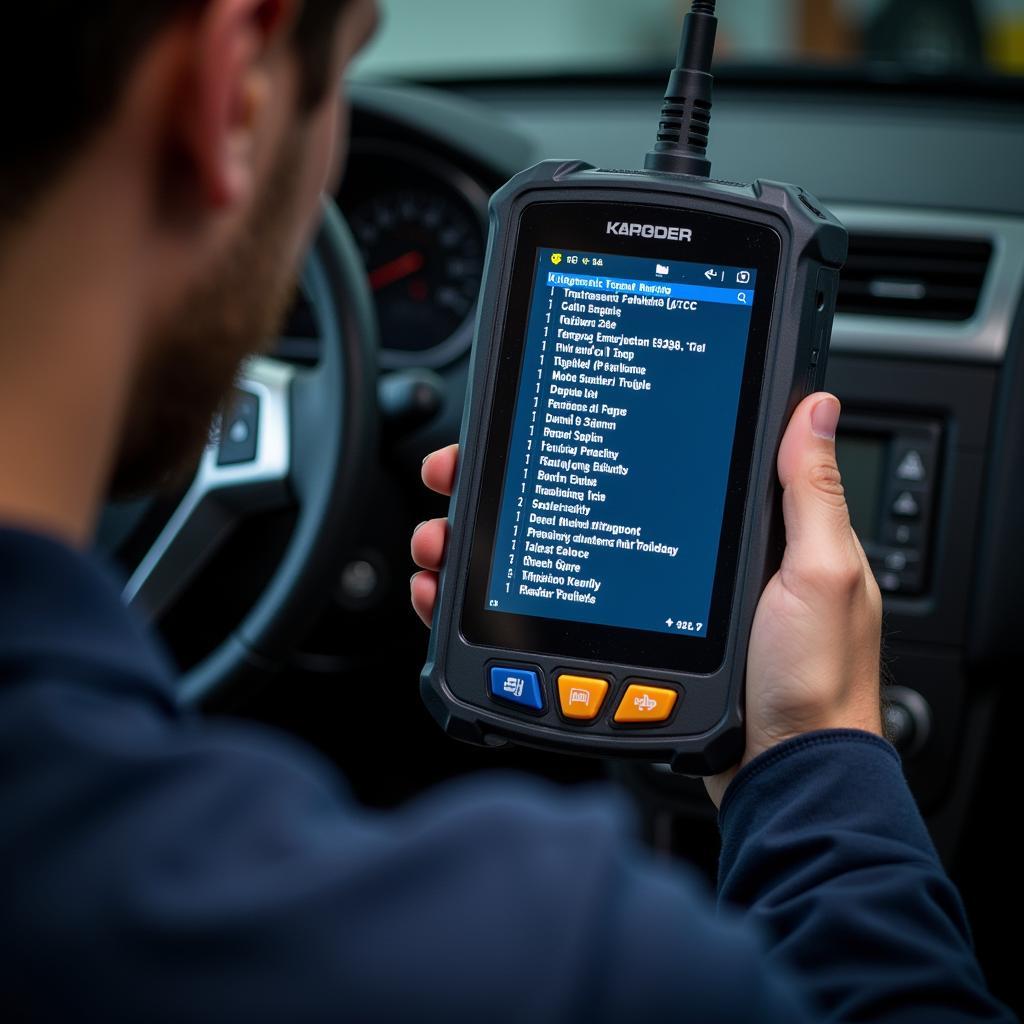 Diagnostic trouble codes displayed on a scanner