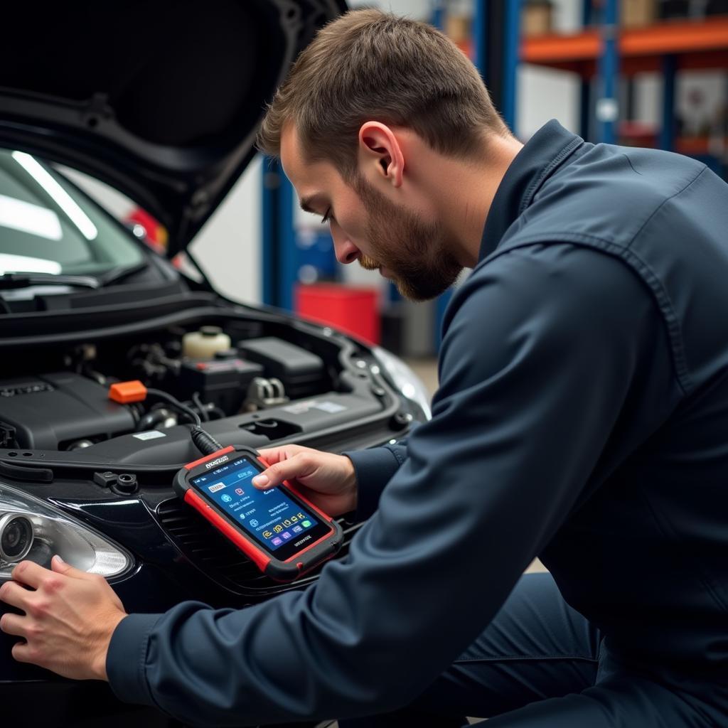 Experienced Technician Performing Car Diagnostics in Tunbridge Wells