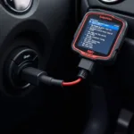 Car diagnostic unit connected to OBD port