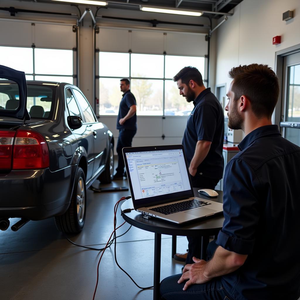 Car diagnostics being performed in an Alton garage