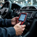 Modern car diagnostics equipment in an Andover garage