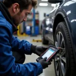 Car diagnostics being performed in an East Sussex garage