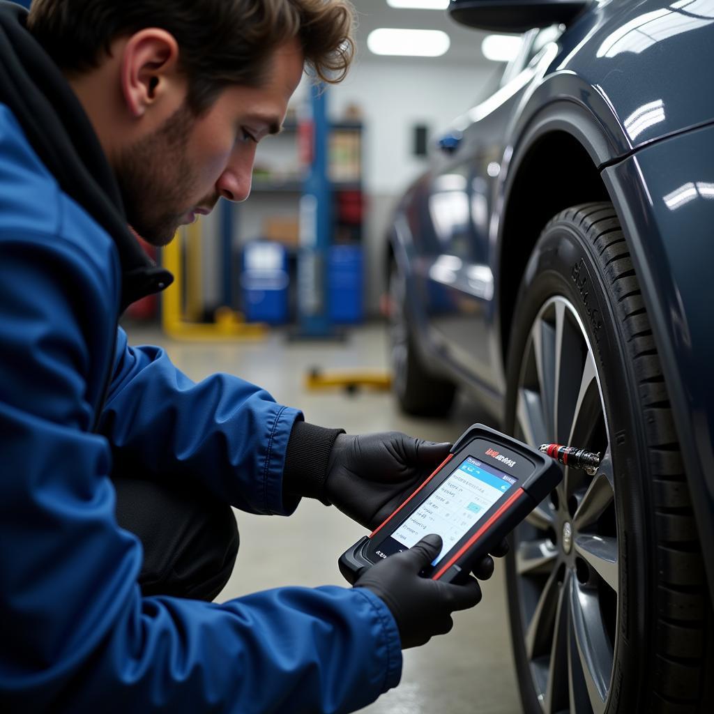 Car diagnostics being performed in an East Sussex garage