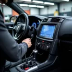 Modern car diagnostics equipment in a Falkirk garage