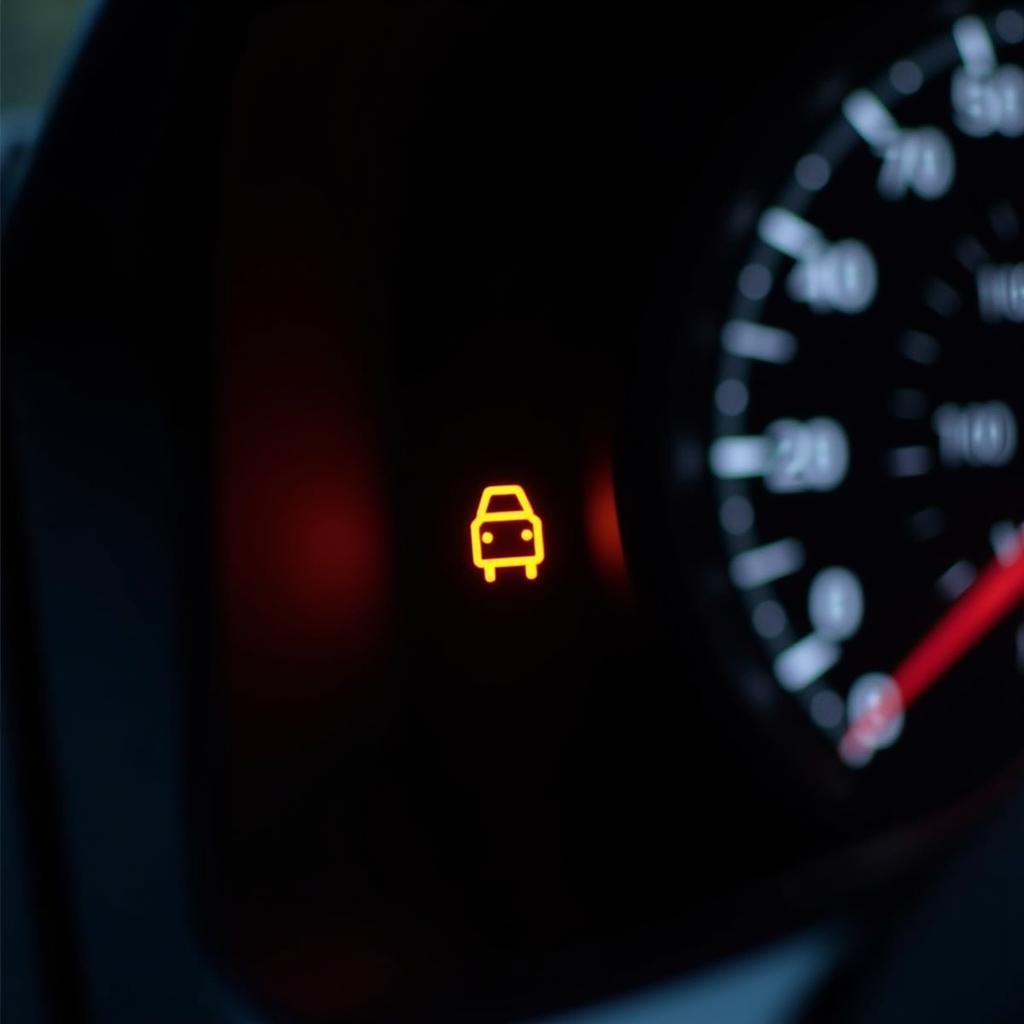 Dashboard of a car with the check engine light illuminated