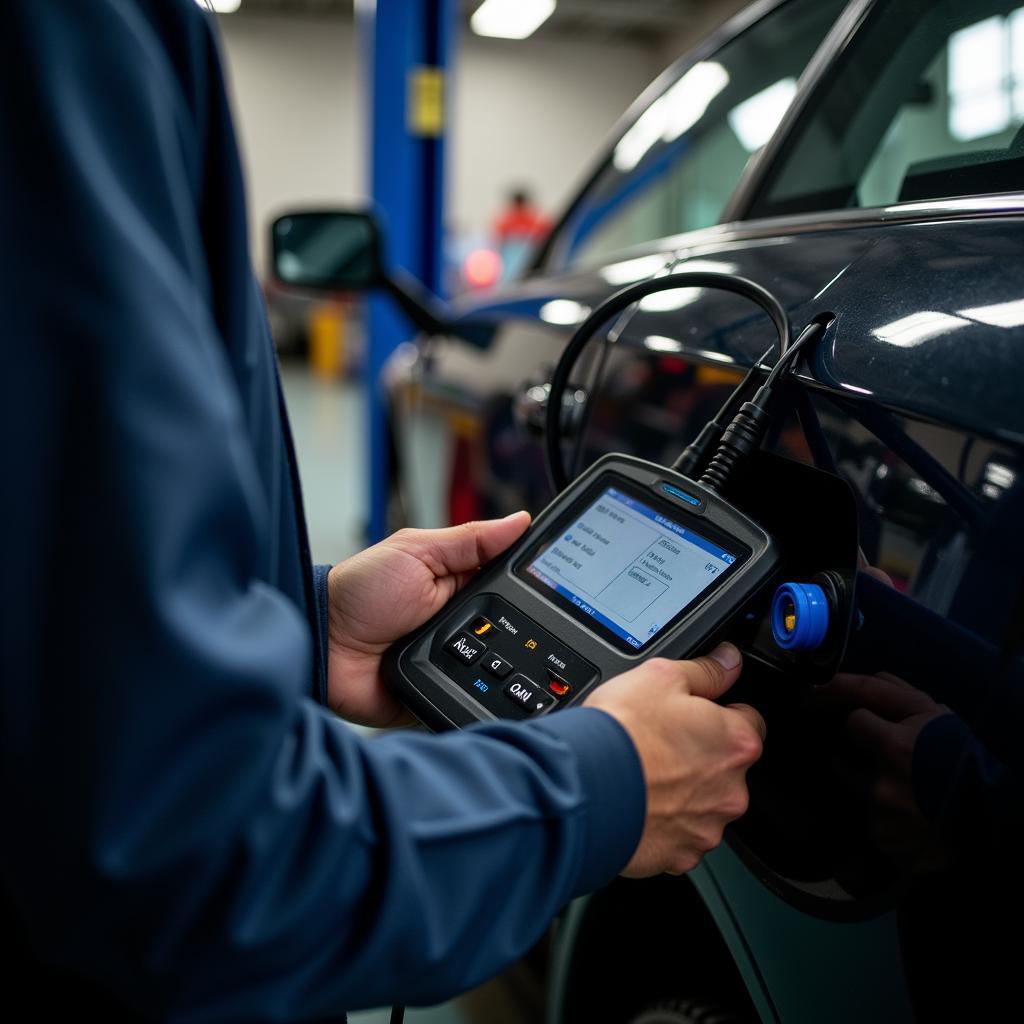 Modern car diagnostic equipment in a Preston garage