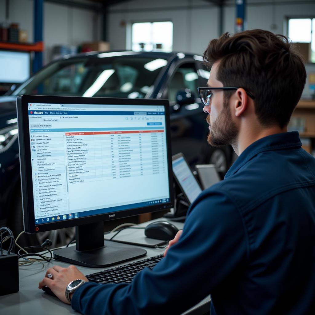 Car diagnostics report displayed on a computer screen