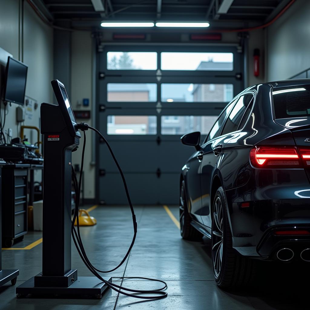 Car diagnostics in a modern garage in St Helens.