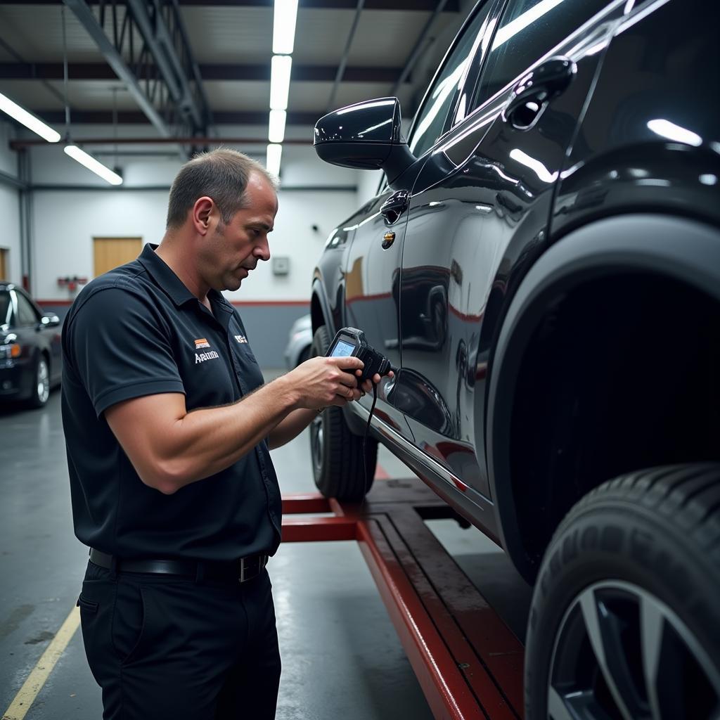 Car diagnostics being performed in a Stockport garage