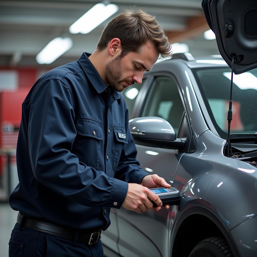 Skilled Technician Performing Car Diagnostics in West Yorkshire