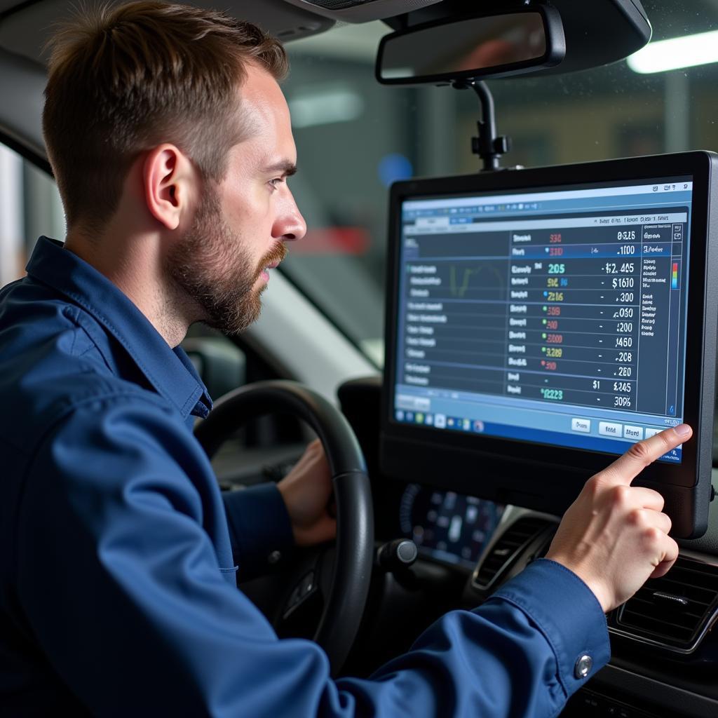 Car Diagnostics Technician Explaining Results