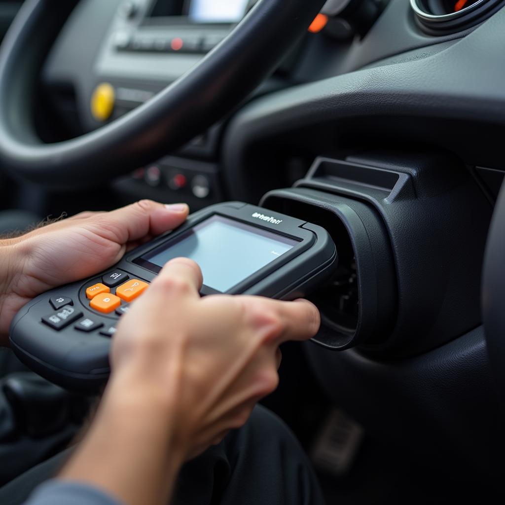 Mechanic Using Car Diagnostics Tool in Chippenham