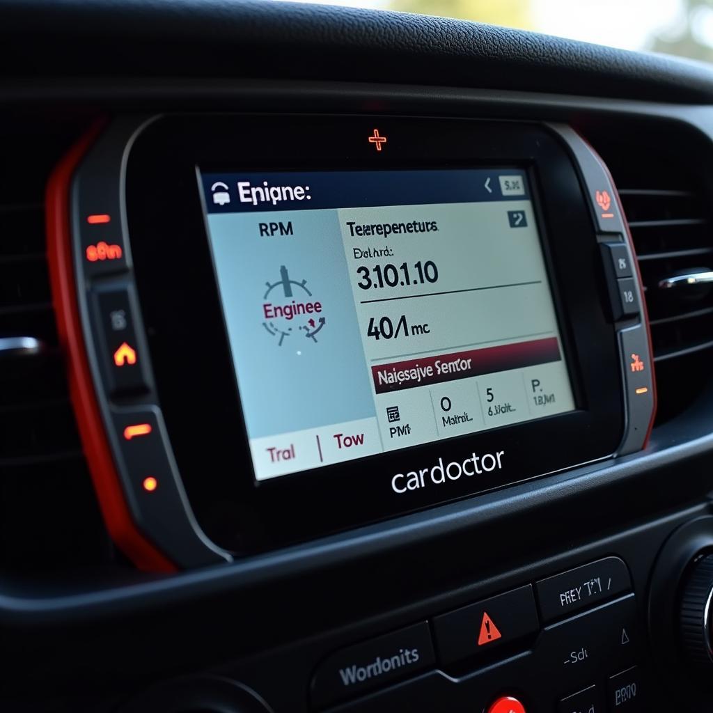Car Diagnostic Tool Showing Engine Data