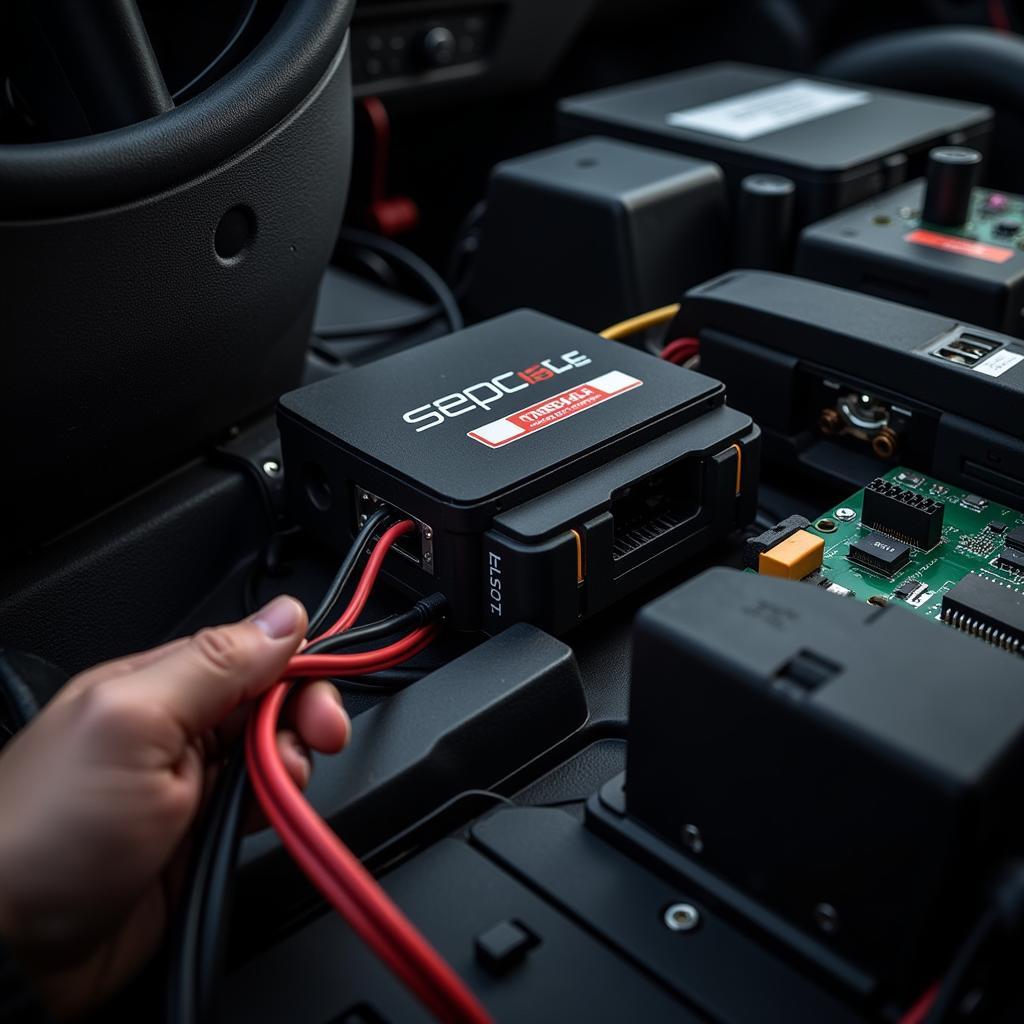 Car ECU Connected to Diagnostic Tool