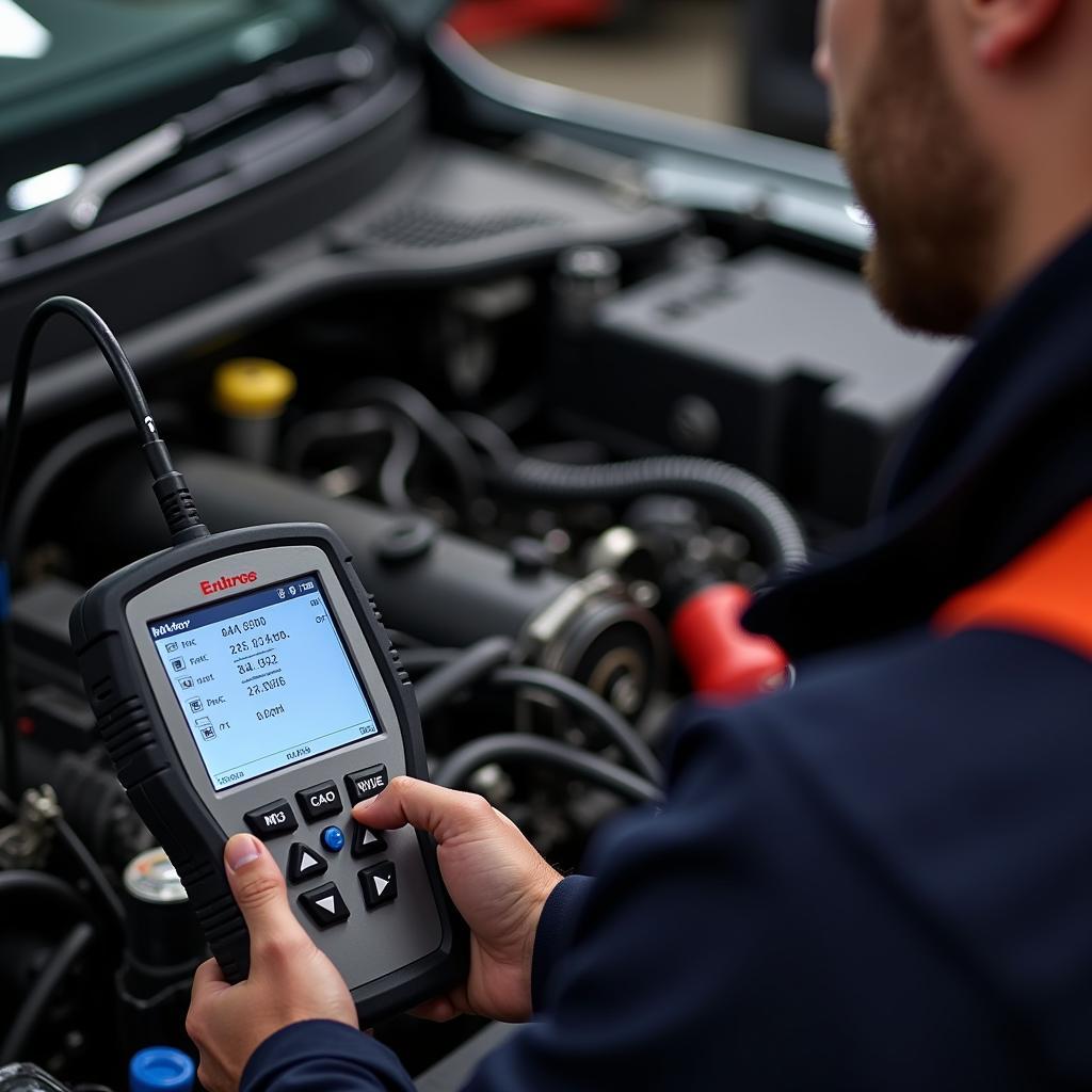 Car Engine Diagnostic Machine In Action