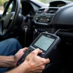 Car Engine Diagnostic Scanner in Use