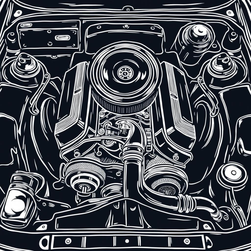 Detailed car engine schematic ideal for a diagnostic wallpaper