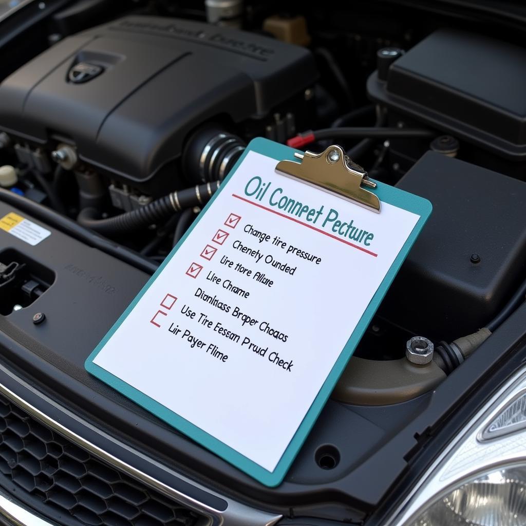 Car maintenance checklist on a clipboard