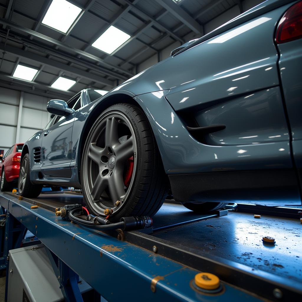 Car undergoing a dyno test