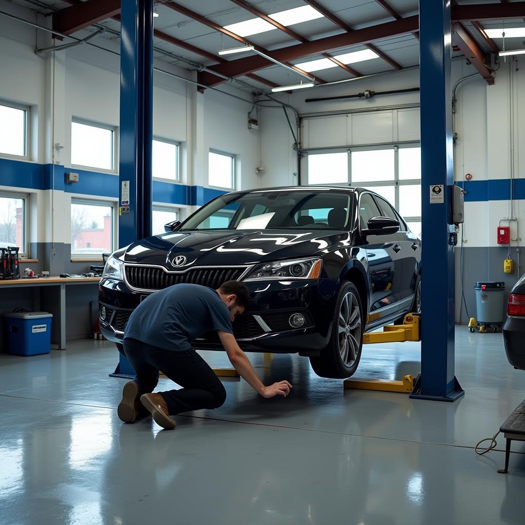 Car on Lift for Diagnostic Check