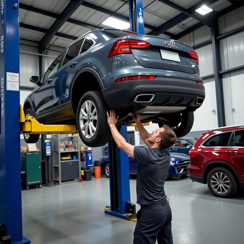 Car on Lift for Diagnostics