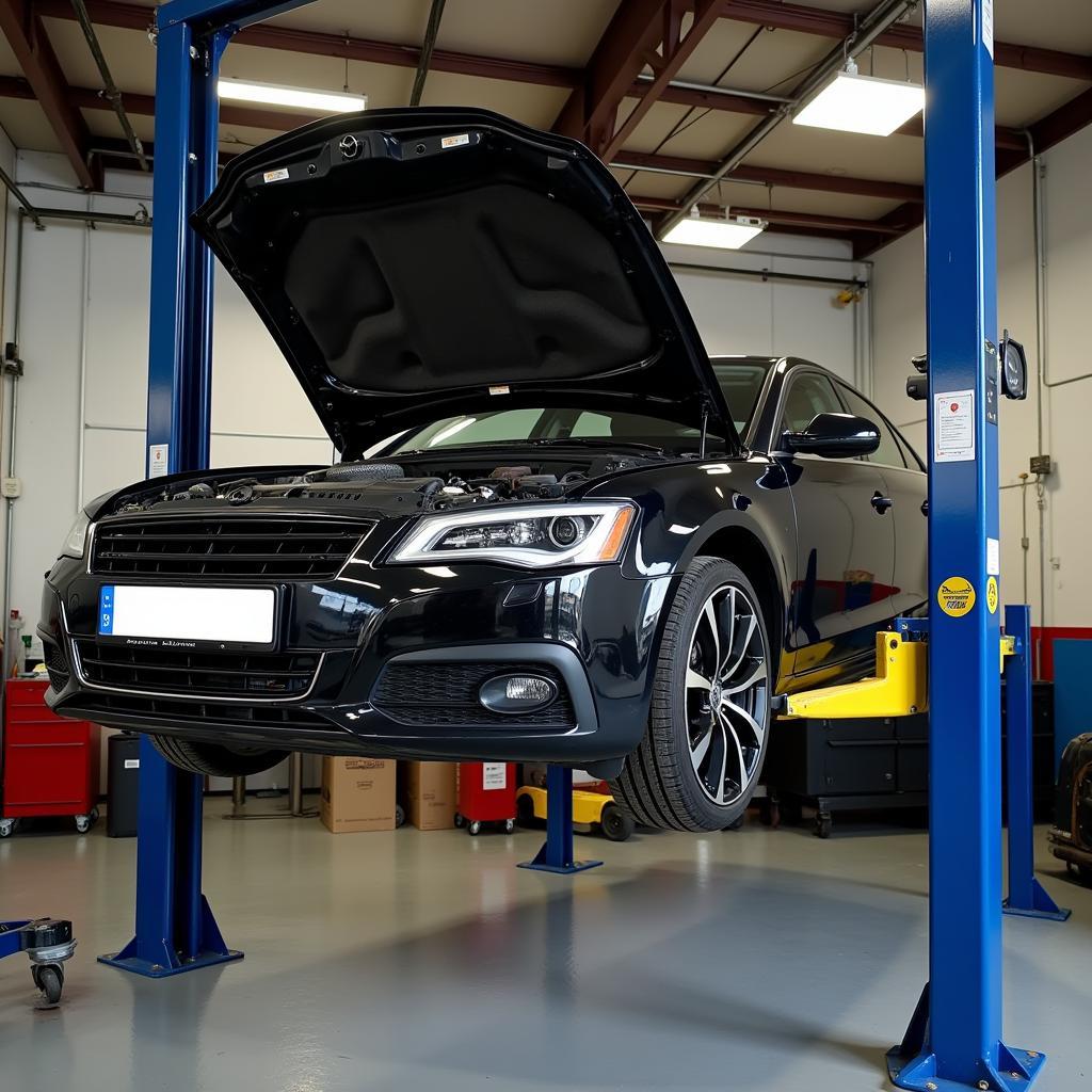 Car on Lift for Inspection