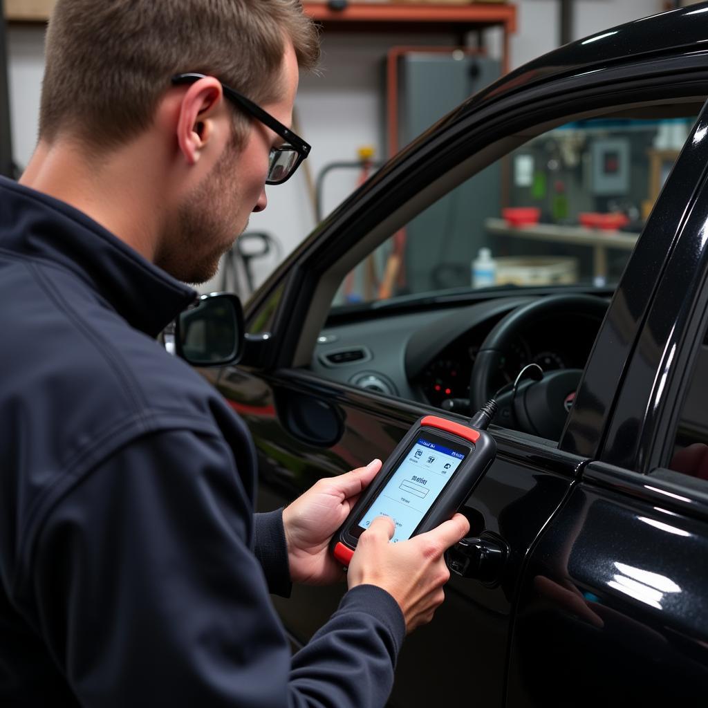 Car Owner Using Dr OBD2 Scanner at Home