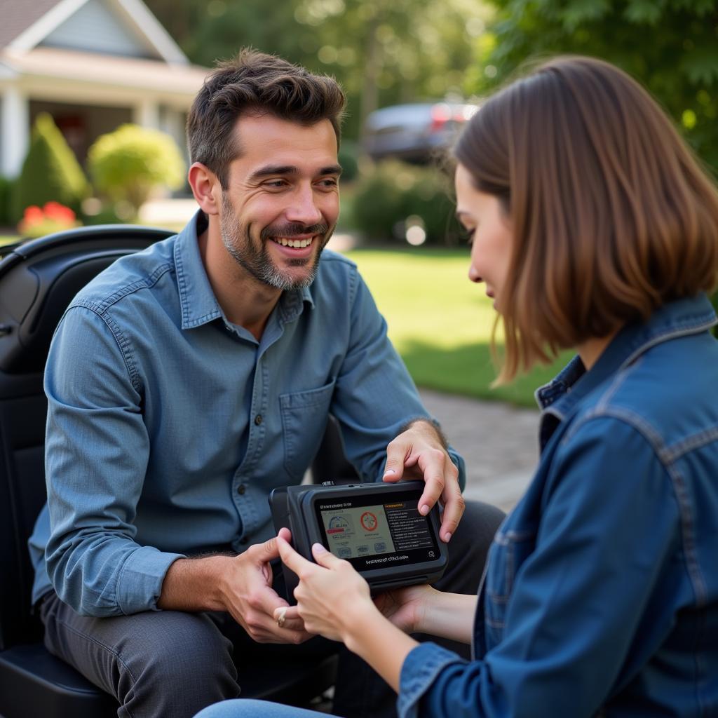 Car Owner Using OBD Kit at Home