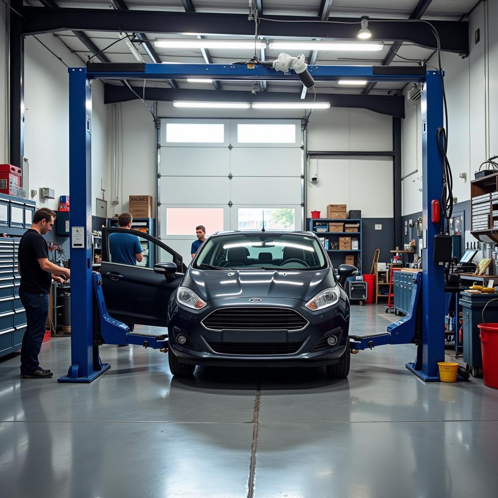 Car undergoing diagnostic testing at a reputable repair shop in Oak Forest, IL