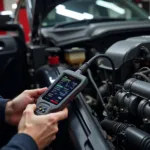 Car and Truck Diagnostic Tool Connected to a Car