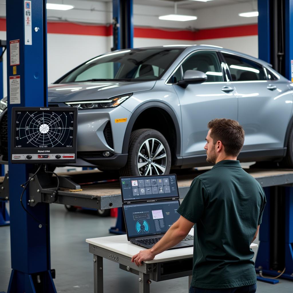 Car Undergoing Geometry Diagnostic Test