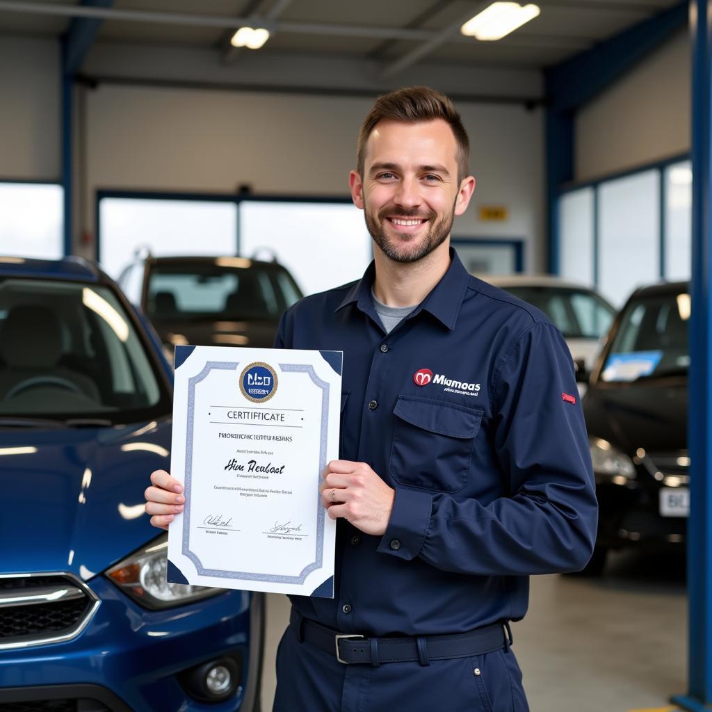 A Certified Car Diagnostic Technician at Work