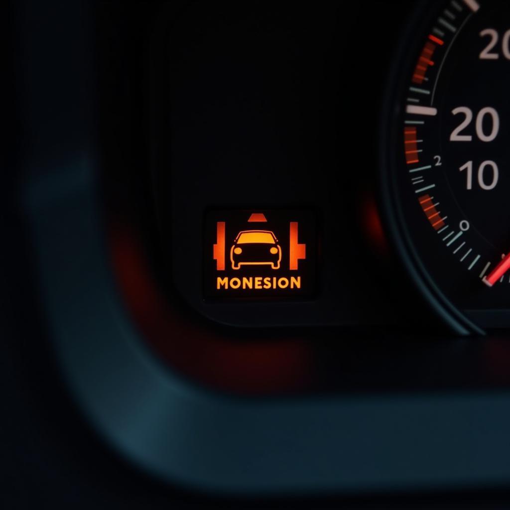 Car Dashboard with check engine light illuminated